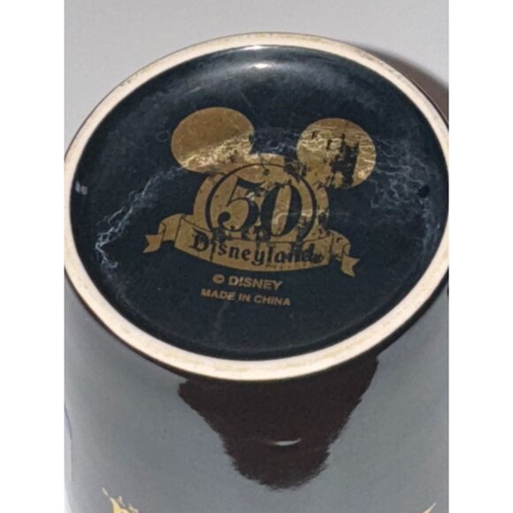Disneyland Resort 50th Anniversary Black Ceramic Mug With Mickey Mouse & Gold Ac - Picture 4 of 6